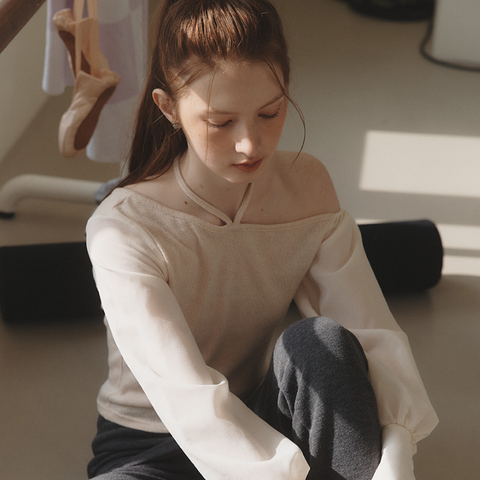 [Letter from Moon] Tip and Toe Halterneck Blouse (Beige)