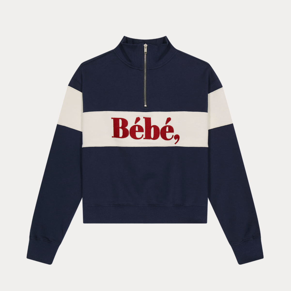 [NOIRNINE] Color Block Bébé Half Zip-Up (NAVY)