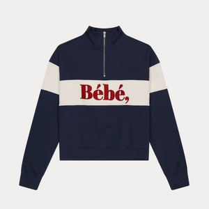 [NOIRNINE] Color Block Bébé Half Zip-Up (NAVY)