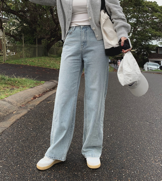 [SLOWAND] # SLOWMADE Today Wide Light Blue Denim Pants (+Long ver)