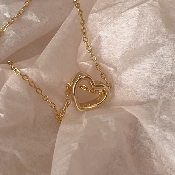 [aube n berry] 925 Silver Heart Pendant Chain Necklace