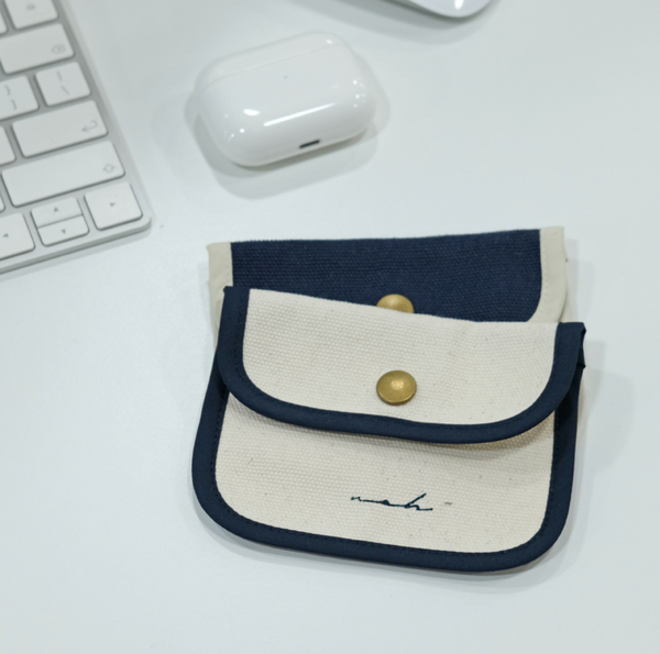 [noh] Signature Mini Wallet (Ivory/navy)