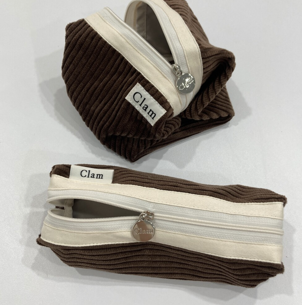 [Clam] Clam Round Pouch (Corduroy Chocolate)