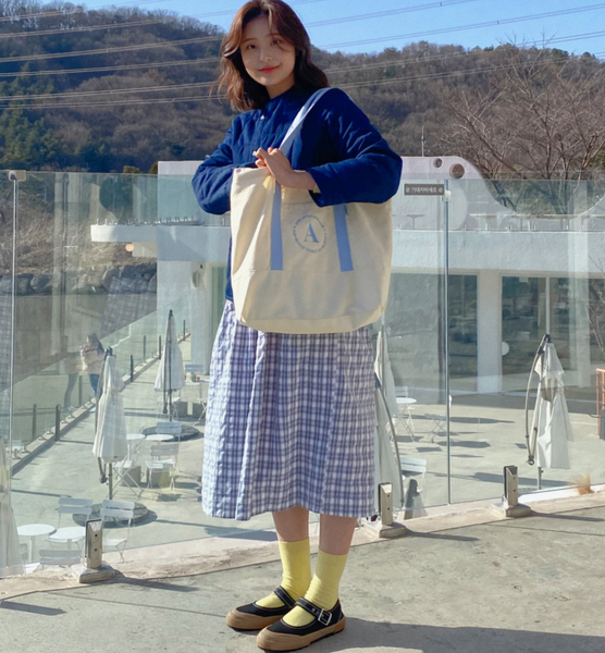 [Avofofo] Embroidery Butter Blue Shoulder Bag