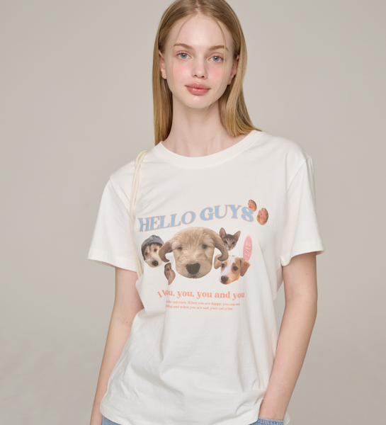 [NOIRNINE] Hello Guys T-shirts (IVORY)
