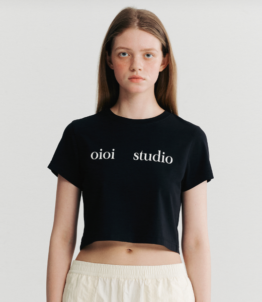 [O!Oi] LAYERED LOGO CROP T-SHIRT (4Colours)