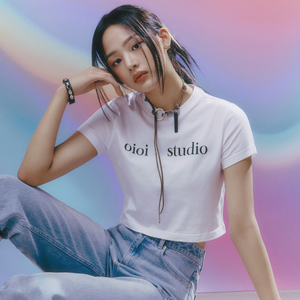 [O!Oi] LAYERED LOGO CROP T-SHIRT (4Colours)