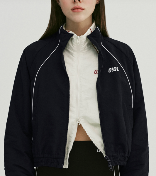 [O!Oi] VERTICAL PIPING CROP WIND BREAKER (5Colours)