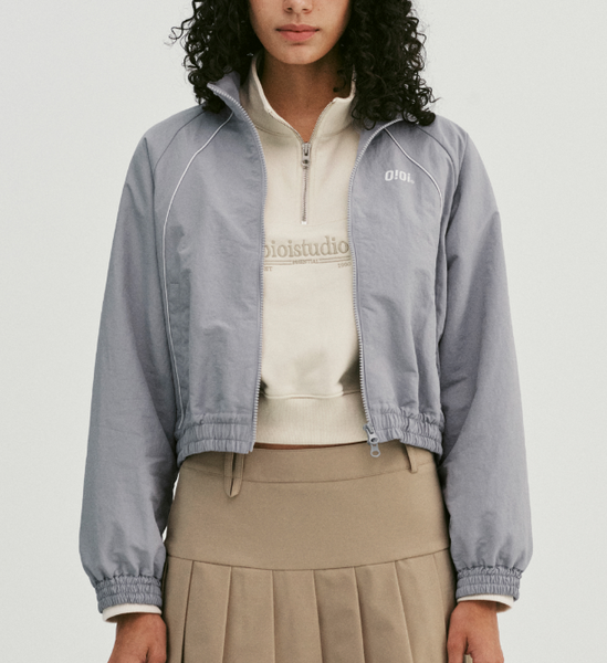 [O!Oi] VERTICAL PIPING CROP WIND BREAKER (5Colours)