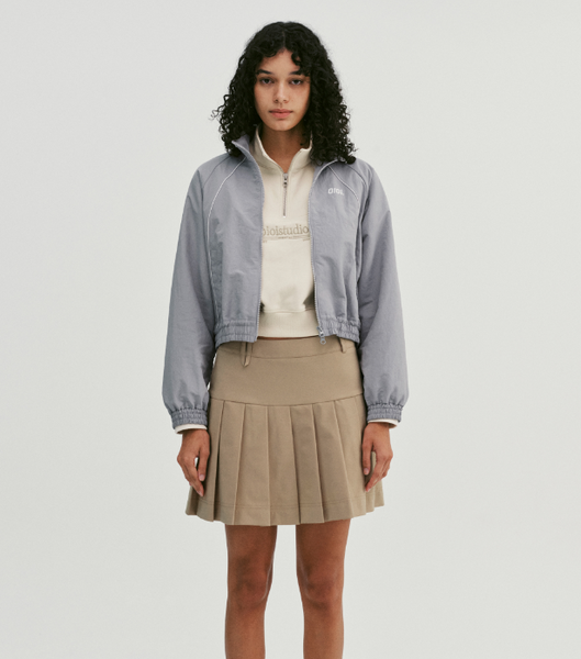 [O!Oi] VERTICAL PIPING CROP WIND BREAKER (5Colours)