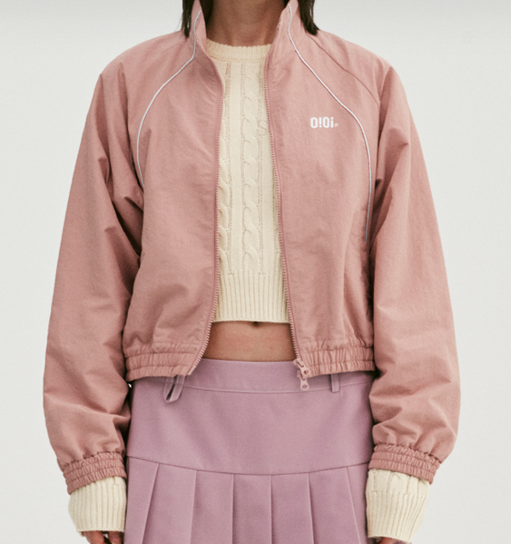 [O!Oi] VERTICAL PIPING CROP WIND BREAKER (5Colours)