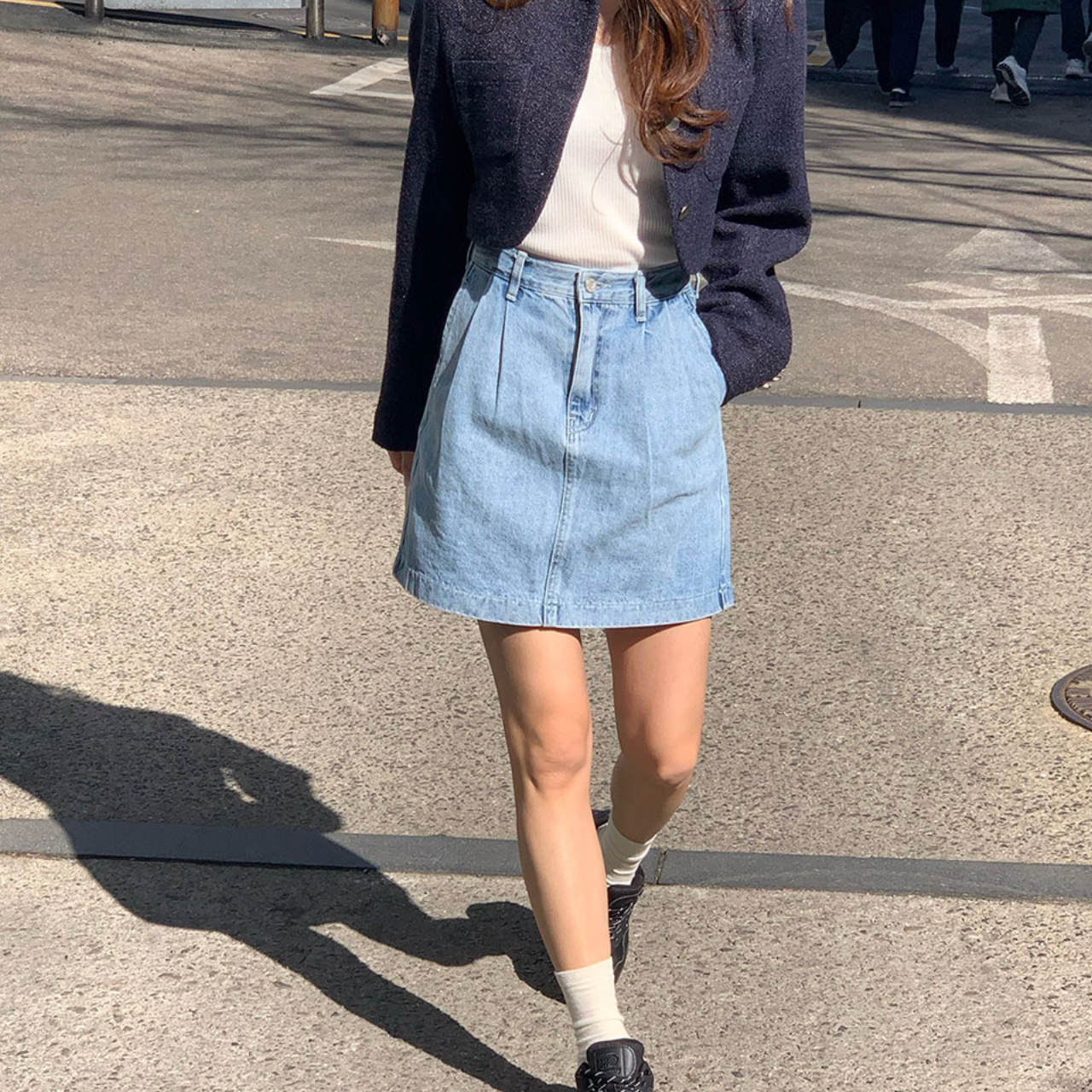 [WITHBLOOM] Park Pintuck Denim Skirt