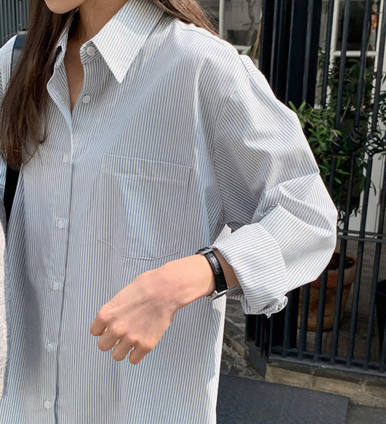 [GANAESRA] [ordinaire] Ren Striped Shirt Dress