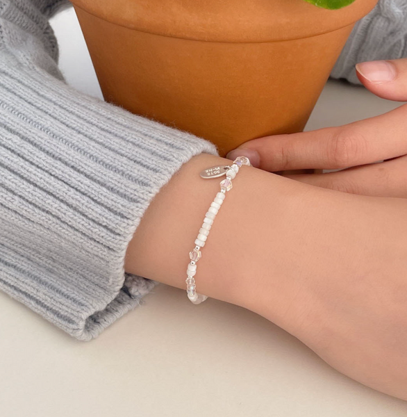 [SOYE PI-NE] [Silver925/SOMBI] Pure White Pineapple Silver Ball Bracelet (3 sizes)