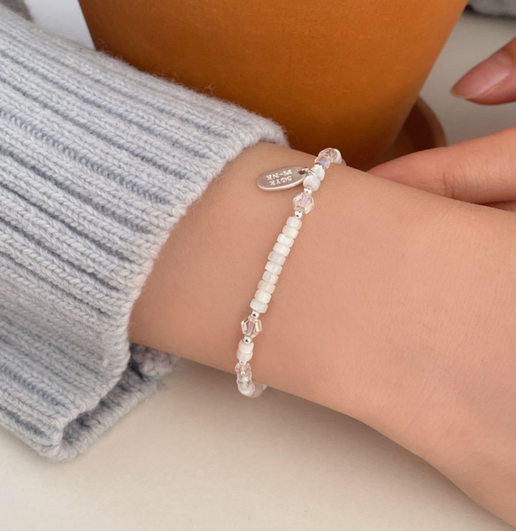 [SOYE PI-NE] [Silver925/SOMBI] Pure White Pineapple Silver Ball Bracelet (3 sizes)