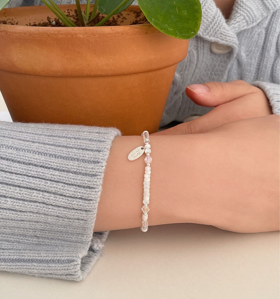 [SOYE PI-NE] [Silver925/SOMBI] Pure White Pineapple Silver Ball Bracelet (3 sizes)