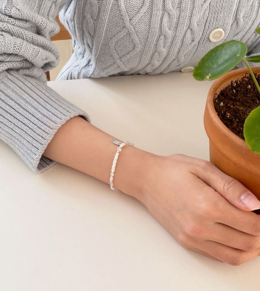 [SOYE PI-NE] [Silver925/SOMBI] Pure White Pineapple Silver Ball Bracelet (3 sizes)