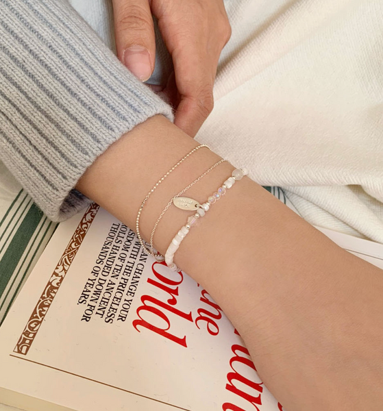 [SOYE PI-NE] [Silver925/SOMBI] Pure White Pineapple Silver Ball Bracelet (3 sizes)