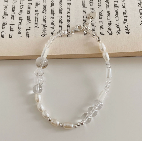 [SOYE PI-NE] [silver925/SOMBI] Marine Glass Bead Pearl Silver Bracelet