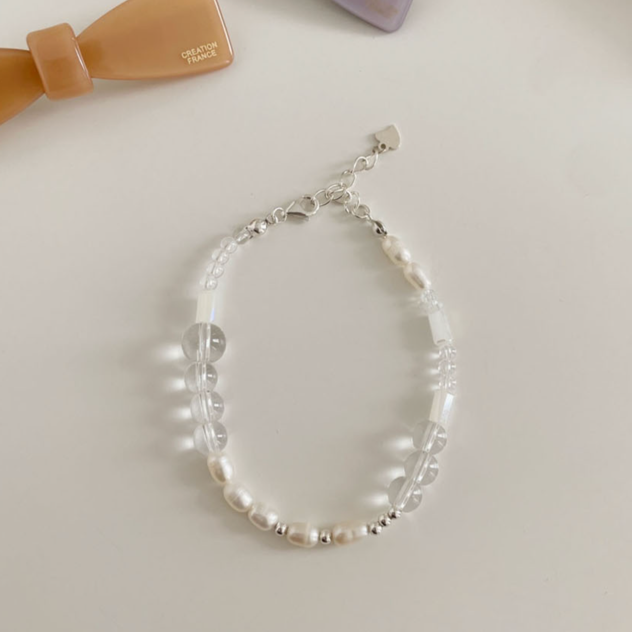 [SOYE PI-NE] [silver925/SOMBI] Marine Glass Bead Pearl Silver Bracelet