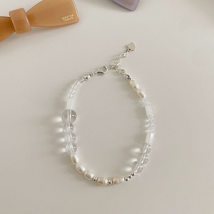 [SOYE PI-NE] [silver925/SOMBI] Marine Glass Bead Pearl Silver Bracelet