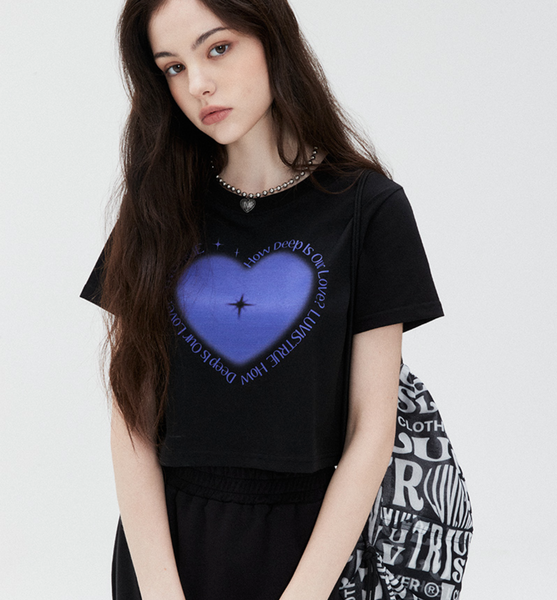 [LUVISTRUE] SU TWINKLE CROP TEE (BLACK)