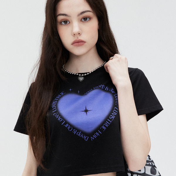 [LUVISTRUE] SU TWINKLE CROP TEE (BLACK)