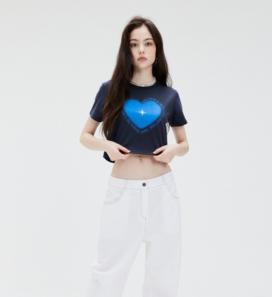 [LUVISTRUE] SU TWINKLE CROP TEE (NAVY)