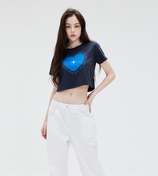 [LUVISTRUE] SU TWINKLE CROP TEE (NAVY)