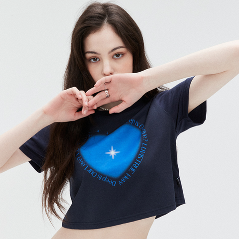 [LUVISTRUE] SU TWINKLE CROP TEE (NAVY)