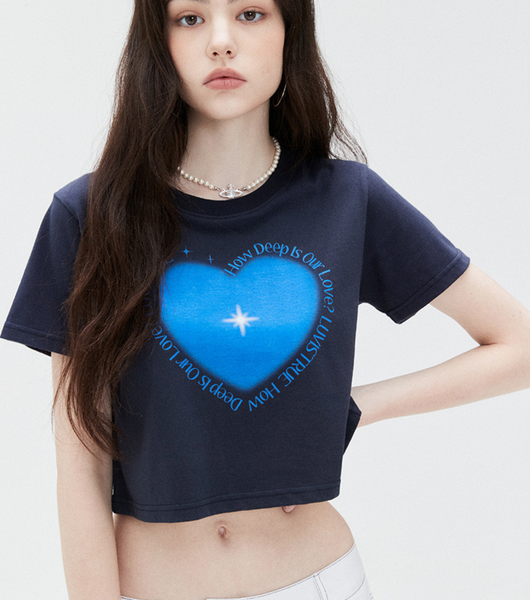 [LUVISTRUE] SU TWINKLE CROP TEE (NAVY)