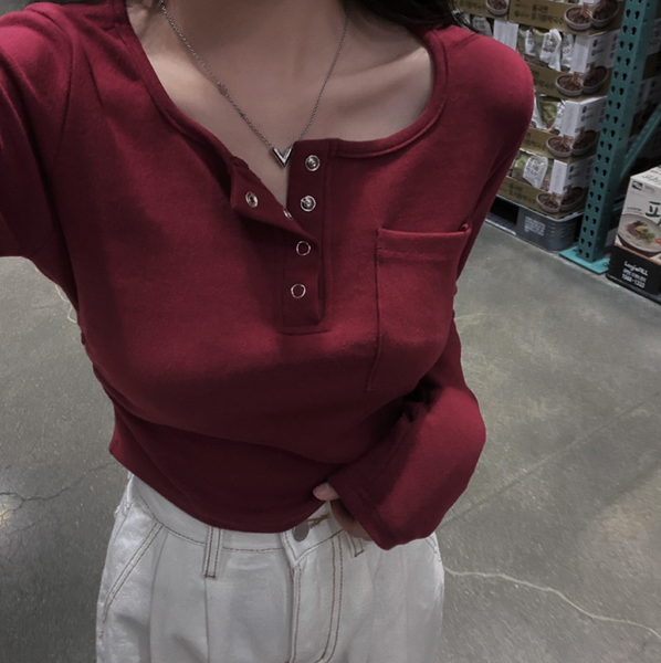 [CREAM CHEESE] [MADE] Single Long-Sleeved Cotton Crop T-shirt