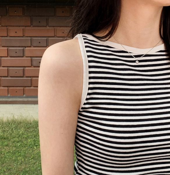 [SLOWAND] Boat Neck Striped Sleeveless