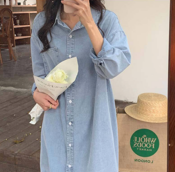 [REALCOCO] Spring Denim Shirt Dress