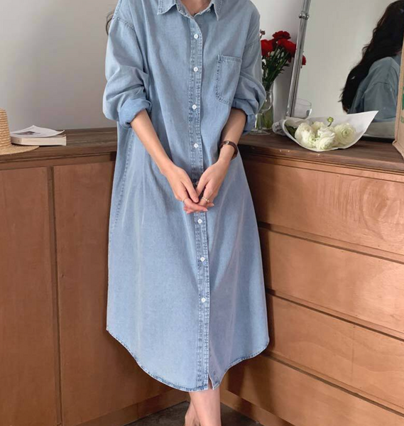 [REALCOCO] Spring Denim Shirt Dress