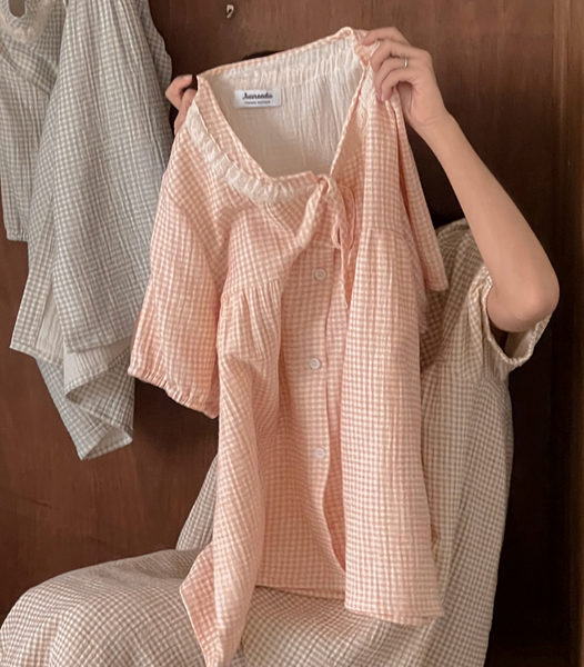 [Juuneedu] Daisy Lace Cotton Short Sleeve Pyjama Set