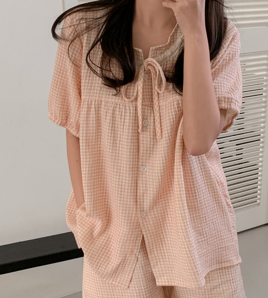 [Juuneedu] Daisy Lace Cotton Short Sleeve Pyjama Set