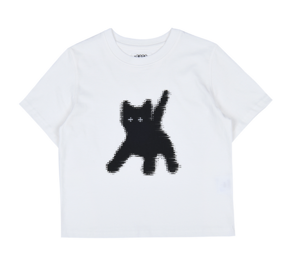 [aeae] FLASHED CATS EYE CROP T-SHIRTS [White]