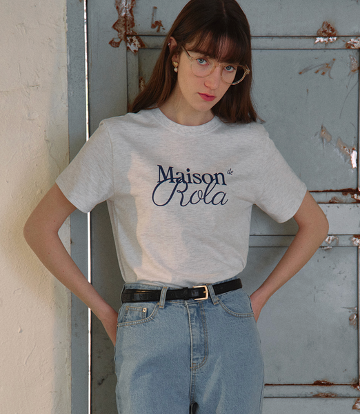 [rola rola] MAISON DE ROLA HALF T-SHIRTS MELANGE GRAY