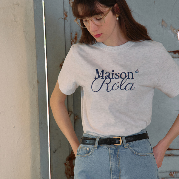 [rola rola] MAISON DE ROLA HALF T-SHIRTS MELANGE GRAY