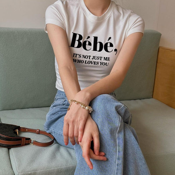 [NOIRNINE] Bébé Crop T-shirts (IVORY)