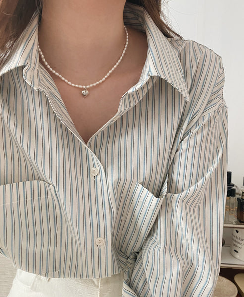 [Forimyme] Pearl Heart Silver Necklace