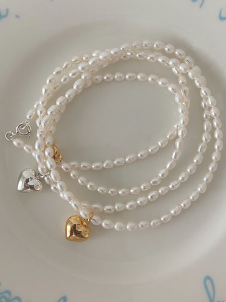 [Forimyme] Pearl Heart Silver Necklace