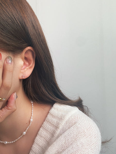 [Forimyme] Some Day Heart Rose Silver Earrings