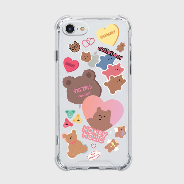 [THENINEMALL] Bear Sticker Pack Clear Phone Case (3 types)