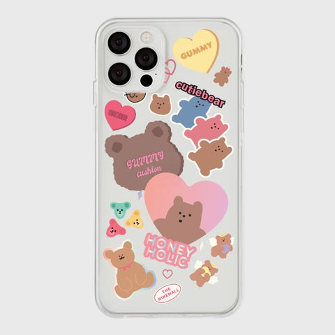 [THENINEMALL] Bear Sticker Pack Clear Phone Case (3 types)