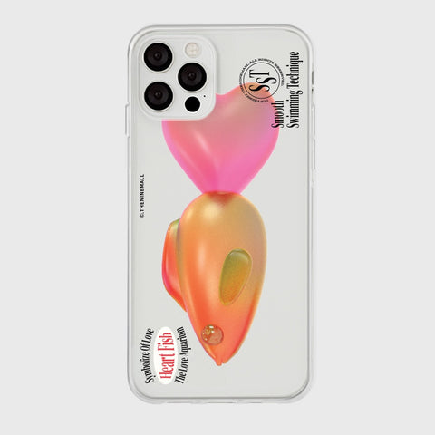 [THENINEMALL] Big Heart Fish Clear Phone Case (2 types)