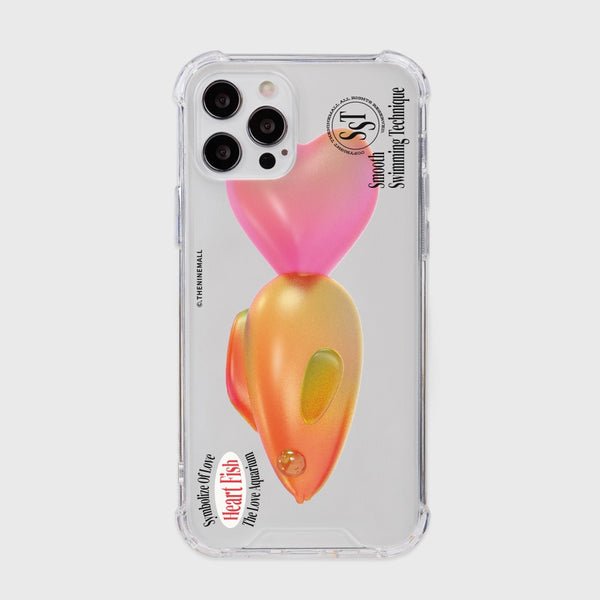 [THENINEMALL] Big Heart Fish Clear Phone Case (2 types)