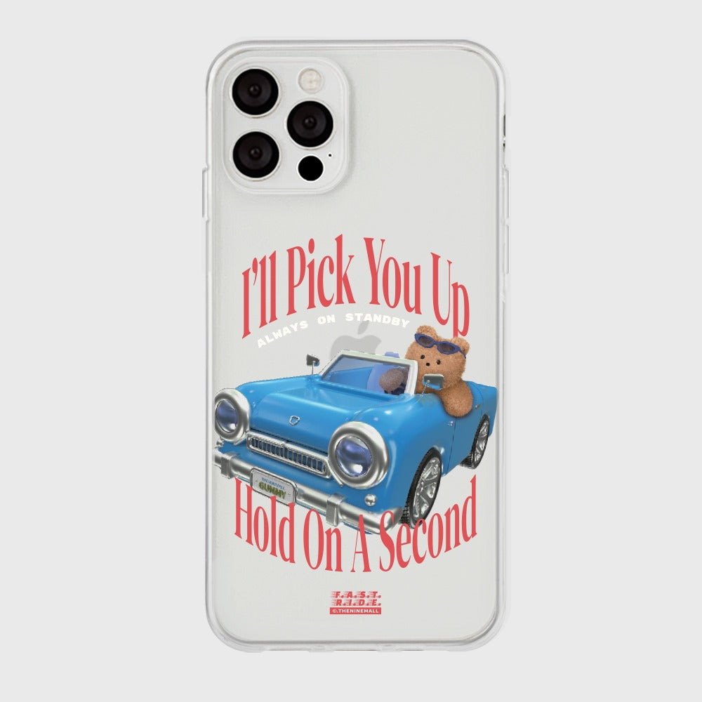 [THENINEMALL] Blue Car Teddy Clear Phone Case (3 types)