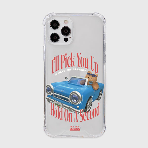 [THENINEMALL] Blue Car Teddy Clear Phone Case (3 types)